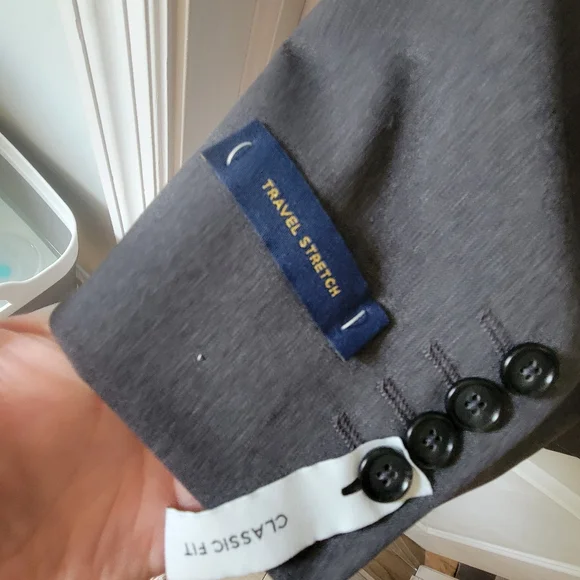 NWT Stafford Men's Gray Blazer Stretch 48 L Long Classic Fit